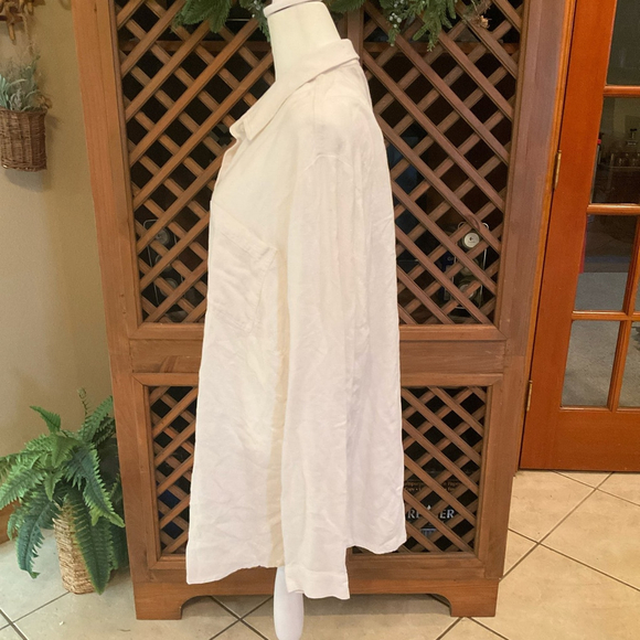 Susan Graver Pure Womens 3X Dressy Linen Rayon Shirt Pockets Lagenlook Top - Picture 4 of 8